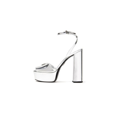 PRADA METALLIC LEATHER PLATFORM SANDALS 1XP48B PRADA METALLIC LEATHER PLATFORM SANDALS 1XP48B